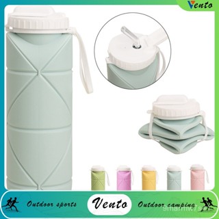 VENTO-600ml吸管款矽膠摺疊水壺新款蓋子運動收納水杯 EKP7