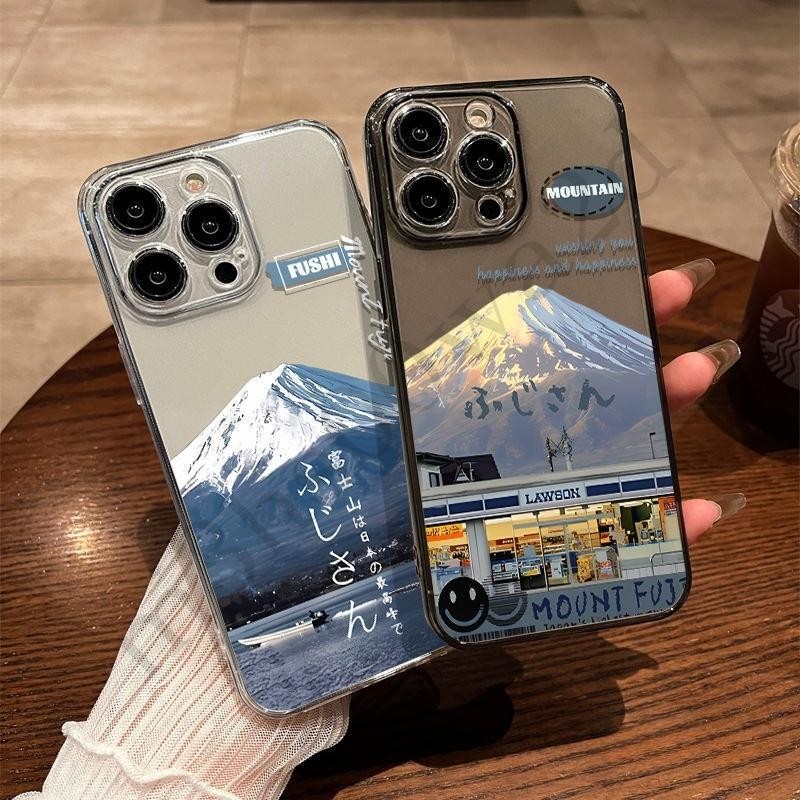 富士山風景蘋果 iPhone 16 手機殼15 14 13 12 11 Pro Max 防摔殼 情侶款 透明保護殼