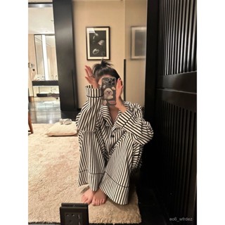 🌹限量購🌹簡約 小眾 百搭 舒適 條紋睡衣 女春秋新款 長袖長褲 ins 日係 休閒簡約 學生居家服 套裝外穿 WZPR