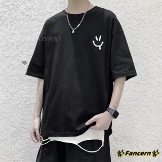 ✨Fancern✨ 臺灣出貨 短袖T恤 男生春秋季潮牌ins港風寬鬆上衣服潮流休閒百搭圓領長袖 男士上衣 打底衫 印花