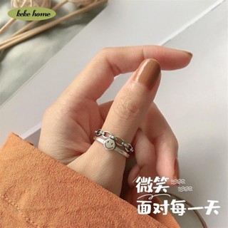 keke✨【迷之微笑】仿舊微笑鏈條戒指 仿舊 鏈條戒指飾品 食指戒 中指戒 開口戒 可調戒圍