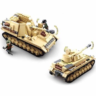 軍事 二戰積木 小魯班積木二戰德軍二號四號坦克裝甲車兒童拼裝玩具0693禮物