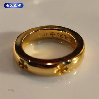 池之家shop💙Forever簡約十字架經典情侶戒指 S925純銀電鍍22K金黑奢尅羅心指環 銀戒指 男生戒指 女生戒
