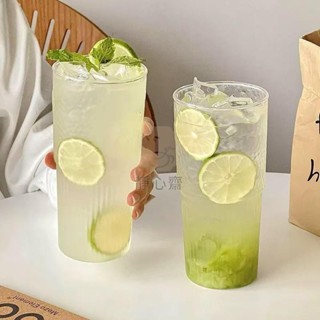 【靜心齋】水杯小眾ins吸管玻璃杯大容量蘇打飲料杯氣泡水杯果汁杯冰咖啡杯牛奶飲料杯學生宿捨杯子