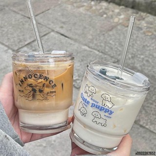 【魔法雜貨鋪】ins卡通可愛實用水杯 耐熱玻璃杯 吸管咖啡隨行杯 早餐牛奶有蓋杯子 情侶畢業閨蜜禮物