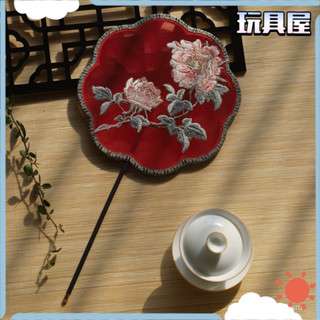 【限時殺價✨免運】刺繡團扇古風蘇繡異形扇子女漢服中國風旂袍古裝兒童成人小舞蹈扇