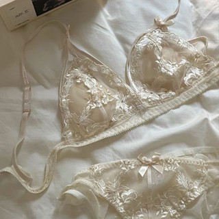 【GDM】傍晚的浪漫~法式複古刺繡性感內衣小胸聚攏純慾蕾絲少女文胸套裝