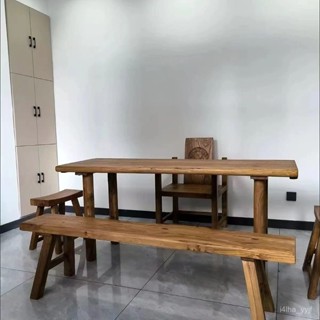 【悅心生活】免運 榆木實木桌子復古茶桌茶臺餐桌書桌家用原木吧臺