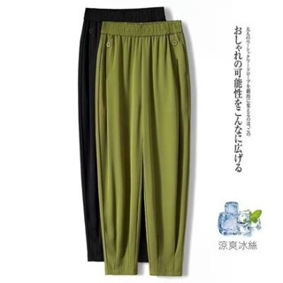 中老年媽媽褲子 哈倫褲 休閒褲 九分褲 褲子 夏天薄褲子高腰百搭顯瘦女士褲子 韓係女裝 大尺碼衣服 啊麼衣服 媽媽裝