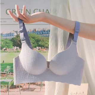 🍓臺灣出貨🍓無痕內衣女一片式小胸集中爆乳收副乳防下垂胸罩無鋼圈調整型大胸內衣華藍色精靈