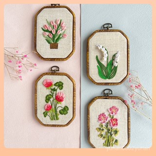 臺灣熱銷✅手工刺繡diy歐式花草材料包魯繡兒童仿古繡繃掛畫英文布藝裝飾