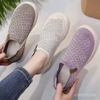 春秋新款老北京布鞋女透氣休閒飛織網麵媽媽鞋軟底防滑寬腳單鞋網鞋女生布鞋休閒鞋女老人鞋老北京布鞋一腳蹬運動鞋女 HPOF