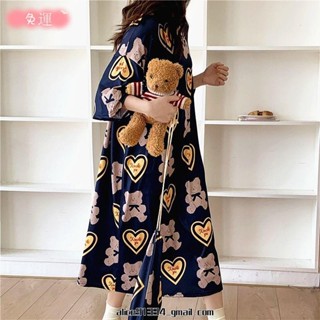 桃園發貨✨【特大尺碼M-5XL40-150kg】長款短袖睡裙女夏季卡通胖mm超大尺碼200斤睡衣300斤寬鬆休閒家居服