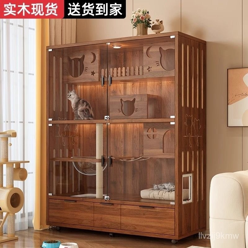 臺灣優選 貓籠 貓別墅 貓屋 貓籠子 貓櫃 貓捨 寵物籠 新款貓籠子家用室內超大自由空間貓房屋貓窩貓厠所一體貓櫃貓別墅