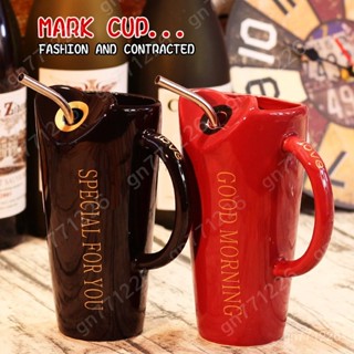 陶瓷馬克杯禮盒☕ 創意超大馬克杯帶吸管 大容量可愛粉色情侶杯子 白一對帶吸管 少女帶勺早餐 咖啡杯牛奶杯 交換禮物