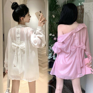 設計師款蝴蝶結防曬衣大碼3XL 夏日外套 薄外套 防曬外套 粉色外套 中國風外套 設計感外套 夏天外套女 春秋外套