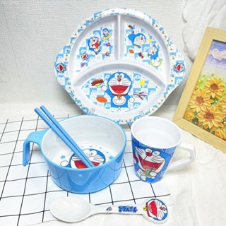 🔥哆啦A夢兒童餐具套裝寶寶專用分格餐盤兒童把手碗筷子家用幼兒園