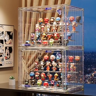 全透明公仔展示盒盲盒收納展示架大容量階梯式亞克力 泡泡瑪特展示盒扭蛋收納盒 收藏盒展示盒人偶展示盒模型展示盒公仔收納