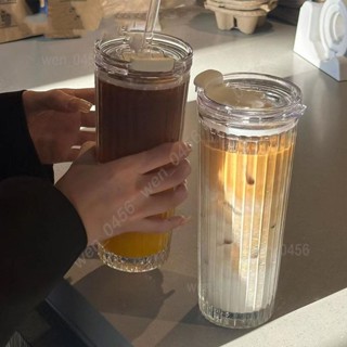 【新店優惠】大容量玻璃水杯 ins風吸管杯 帶蓋吸管杯 玻璃杯 玻璃水瓶 吸管水杯 隨行杯 吸管杯 梅森瓶 透明杯