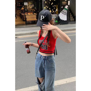 夏季背心✨字母印花無袖t恤背心女外穿夏修身顯瘦運動打底辣妹短款吊帶上衣