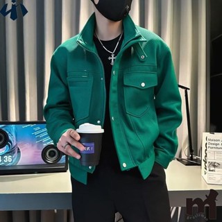 韓版 外套男 斜紋雙口袋 飛行夾克 男士 綠 白 黑 防風 外套👔自由穿行👔