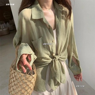 甜栗子衣櫥 ✔️S-2XL👗薄款襯衫防曬衣👗新款夏季韓版寬松很仙的防曬衣女設計感雪紡襯衫長袖薄款外套 正韓上衣