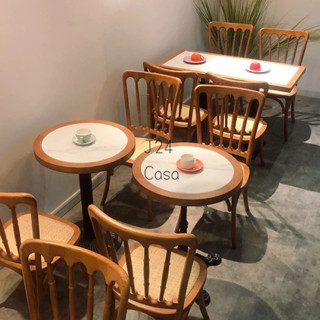 J24 Casa |實木包邊巖闆大理石咖啡廳網紅西餐廳清吧奶茶甜品烘焙店桌椅組閤