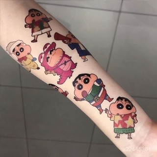 🎀畢業季新品🎀卡通動漫蠟筆小新紋身防水持久可愛彩色花臂兒童清新個性貼紙