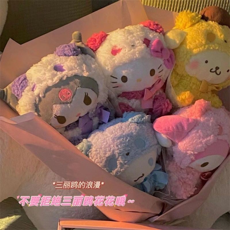 😍三麗鷗Kitty庫洛米毛絨玩具熊貓套頭娃娃送女生禮物玩偶花束生日