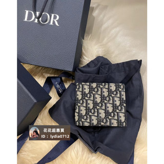 二手正品 Dior oblique 印花logo 對折短夾 八卡 女款 錢包 黑色 2OBBH027YSE