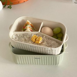 清楓百貨鋪2025臺灣熱銷 可加熱多功能便當盒 ins風陶瓷分格飯盒 簡約大容量 微波爐加熱專用飯盒 學生上班族食堂打飯