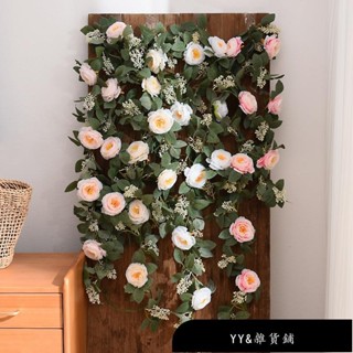 【免運】2米 模擬人造玫瑰藤蔓 塑膠花 仿真花 玫瑰藤蔓 假玫瑰藤條 假花壁掛裝飾纏繞植物藤蔓婚禮裝飾