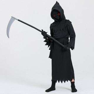 【臺灣 現貨】新款兒童萬聖節cos服死神服裝跨境cosplay髮光眼鏡衣服舞臺錶演服 角色扮演服 COSPLAY 萬聖節
