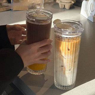 🚀rin🚀 大容量玻璃水杯 ins風吸管杯 帶蓋吸管杯 玻璃杯 玻璃水瓶 玻璃咖啡瓶 吸管水杯 玻璃杯隨行杯 吸管