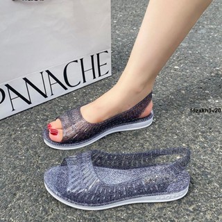 仙女涼拖鞋❤ 水晶果凍女涼鞋沙灘鞋外穿百搭夏季平底厚底媽媽涼鞋幹濕兩用涼拖
