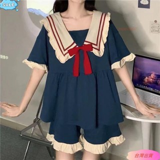 💗臺灣出貨韓國睡衣女 夏天睡衣睡褲睡衣女夏季薄款寬鬆可愛學生公主ins風海軍卡通韓版家居服短套裝網紅居家服