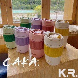 【凱瑞優選】新款CAKA雙飲保溫咖啡杯 茶卡三用杯 吸管杯 316不鏽鋼水杯 ins 陶瓷保溫杯 咖啡隨行杯 316保溫
