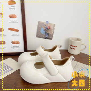 臺灣出貨🎀免運 瑪麗珍單鞋 夏季單鞋 平底休閒鞋 奶白鏤空魔術貼小白鞋女醜萌春夏新款涼鞋chic麵包鞋瑪麗珍闆鞋子
