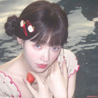 新品特惠💕學生髮夾可愛模擬小蘋果髮夾童趣少女心紅色水果碎髮邊對夾