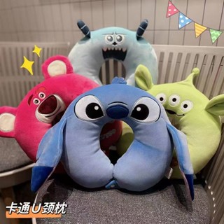 U型枕 記憶棉枕 頭枕 🚛免運🚛可愛草莓熊史迪奇卡通頸枕u型枕少女心辦公室午睡枕車用護頸枕