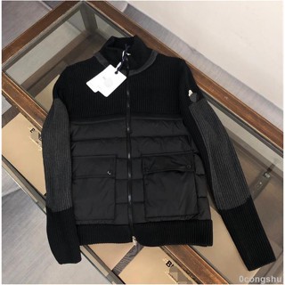 新款高品質拼接針織立領羽絨服 男生女生外套 冬保暖修身休閒上衣外套 防風外套 輕盈保暖羽絨外套綠色 黑色外套