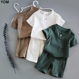 YDM 童裝男童女寶寶短袖夏裝套裝純棉睡衣服兒童上衣夏季T恤 男童 上衣 夏天套裝 兒童 純棉 套裝 男童短袖套裝