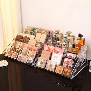 Ulove🌸化妝品收納盒 透明收納盒 美妝收納盒 置物架 指甲油粉餅眼影收納盒桌麵亞克力透明階梯展示架香水化妝品置物架