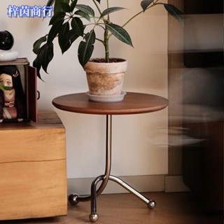 🟣梓茵商行🟣北歐中古風櫻桃木圓形茶几 網紅ins風迷你床頭角幾 簡約客廳小戶型邊桌 熱銷萬件推薦