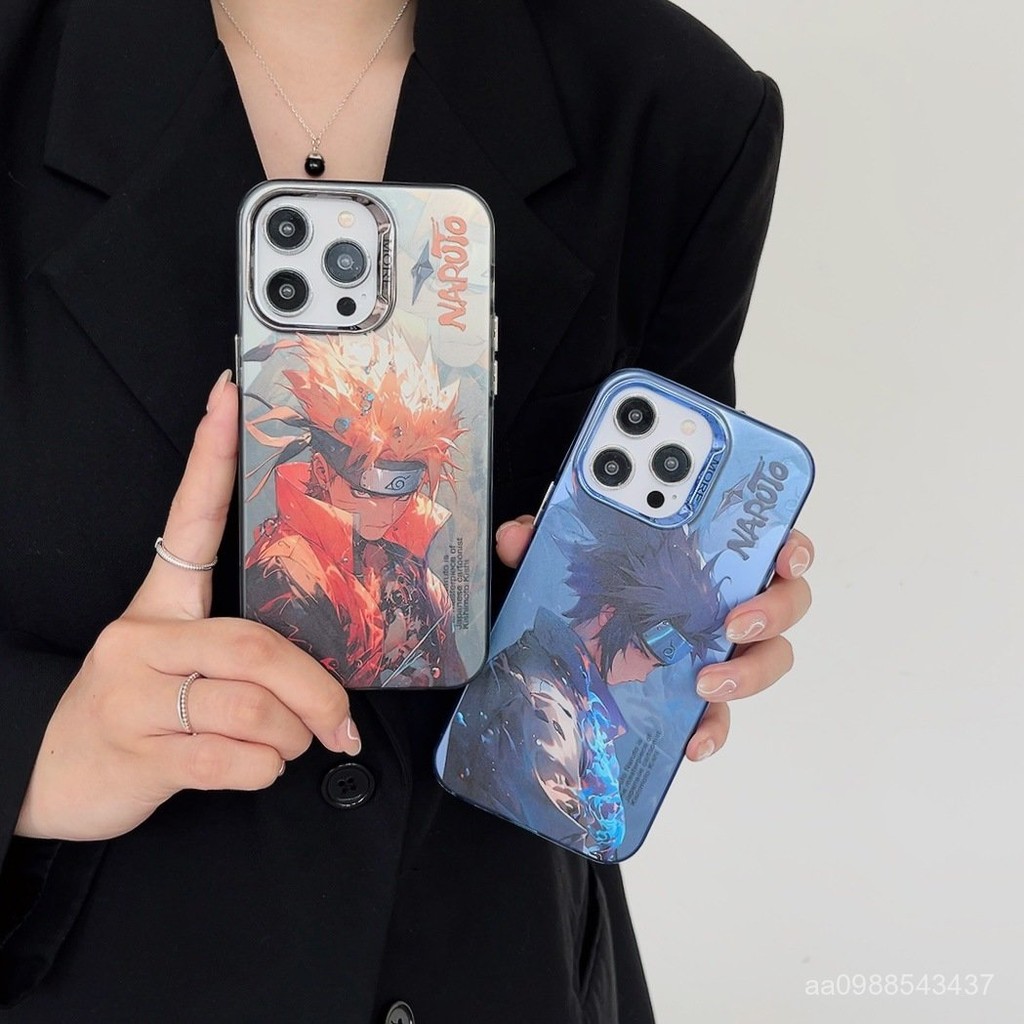 漫迷者🏅珍藏適用蘋果16pro max電鍍彩銀火影忍者iphone14pro全包13全包12硬殻