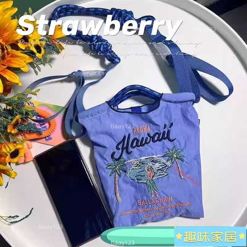 🌸免運 ✨日系 ball chain刺繡mini型手提袋 購物袋 尼龍包 環保購物袋 環保袋 尼龍購物袋 折疊購物袋Q