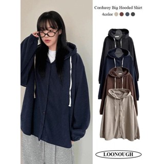 Codibook｜韓國 Loonough 燈芯絨寬版連帽襯衫［預購］襯衫 連帽上衣 女裝
