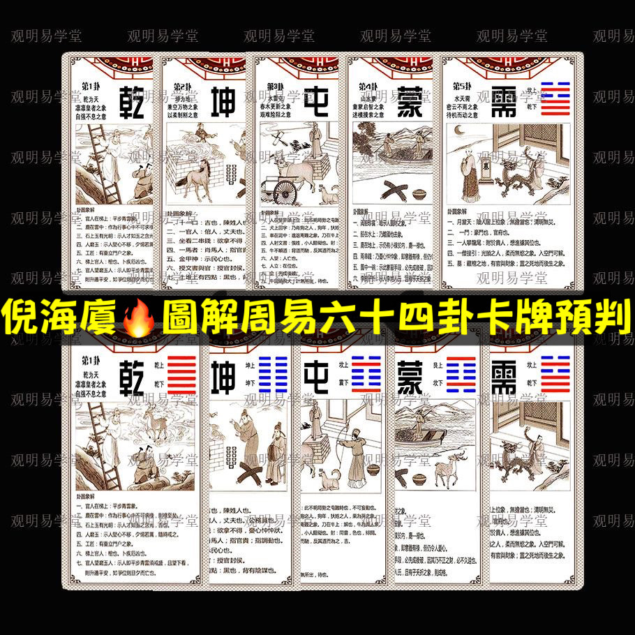 🚚台灣出貨⚡倪海廈圖解周易六十四卦卡牌預判 倪海廈易經64卦+倪海廈人紀針灸大成筆記倪師彩色筆記 神農本草 黃帝內經