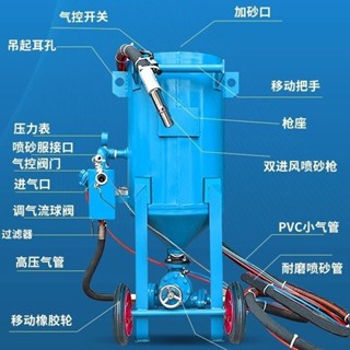 現時特惠#小型高壓開放式噴砂機移動全套噴沙除銹移動式翻新手動噴砂除銹