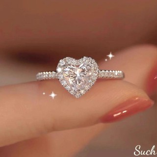 Such·戒指|愛心形戒指 1克拉模擬鉆石戒指求婚結婚520禮物送女友老婆 戒指女 尾戒 戒子 食指戒指 戒指女生 指環